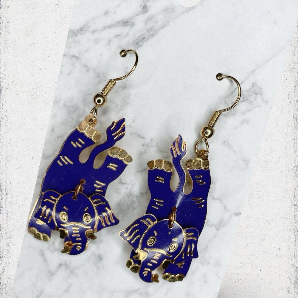 177. Purple Berebei Earrings Enamel Vintage - Picture 3 of 4